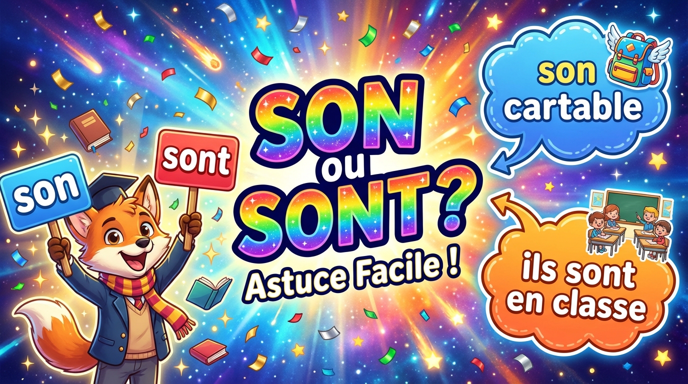 Son ou sont ? Astuce facile ! Exemples : son cartable ; ils sont en classe.